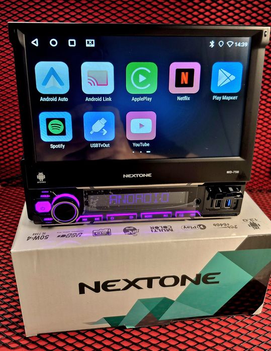Універсальна 1DIN Android-магнітола з виїзним 7" IPS екраном | 2/64 GB | CarPlay / Android Auto Nextone MD-758 v2