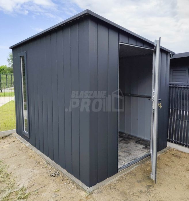 Schowek - domek ogrodowy 3x2m okno - antracyt - dach spad w tył GP700