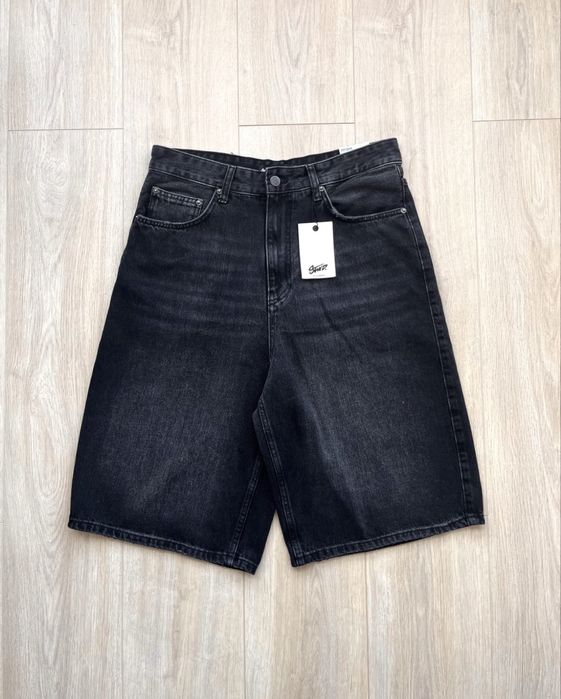 Широкі Шорти PULL&BEAR Skater Fit Чоловічі Оригінал Нові Чорні Джинсові Широкие Джинсы Шорты Shorts Пул