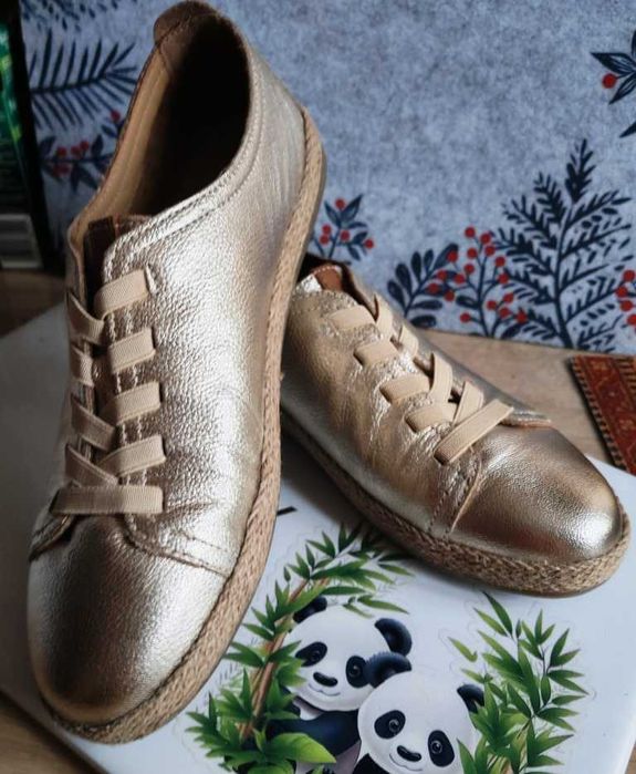 Złote skórzane espadryle Lasocki 40