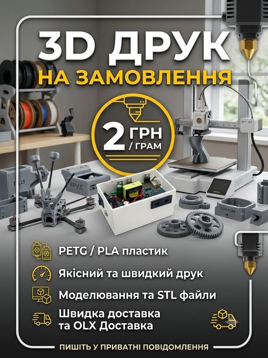 3D друк на замовлення / 3Д печать FDM (PETG, PLA) — 2 грн/грам