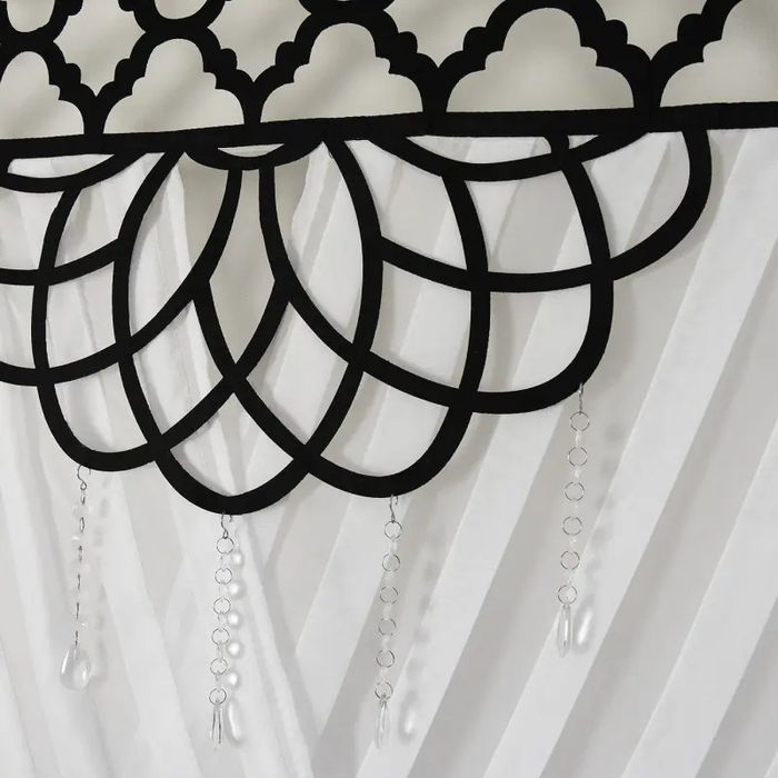 Firana panel firanowy z czarnym filcem