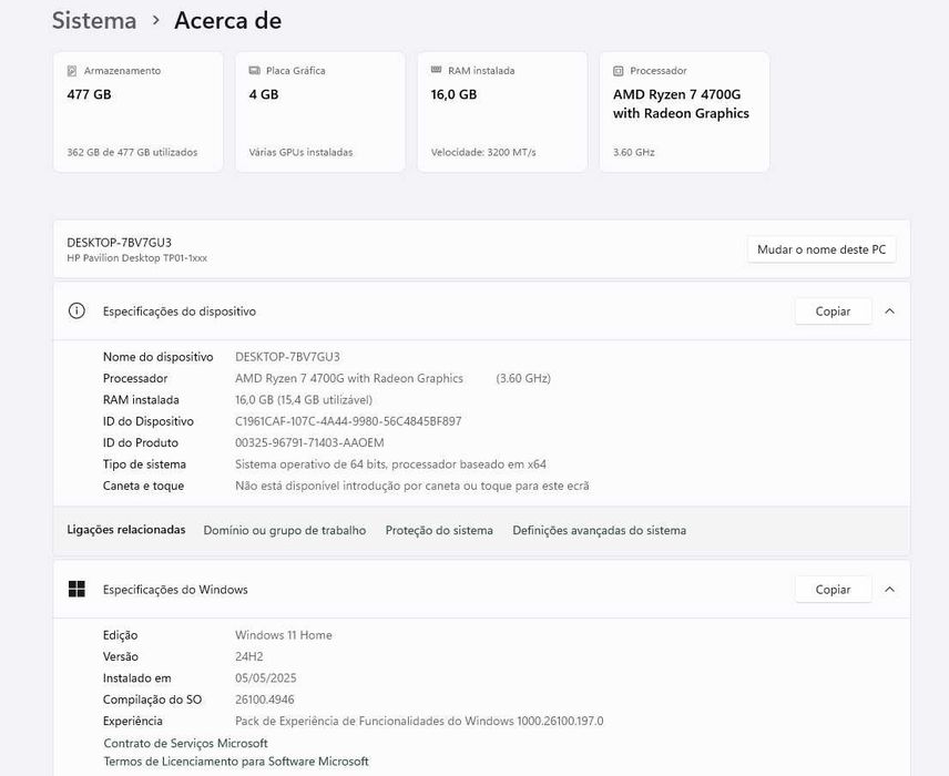 Conjunto HP - computador, teclado, rato, e monitor + colunas de oferta