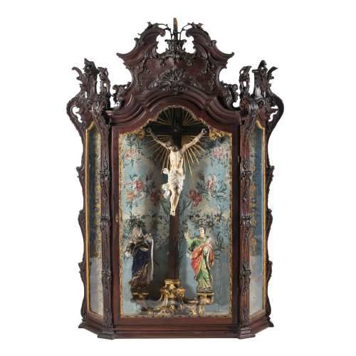 Oratório com calvário D. José em pau-santo - Século XVIII
