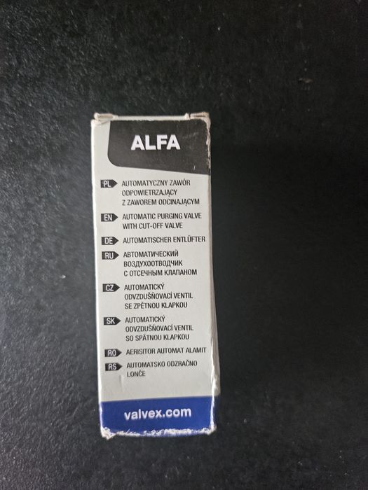 Automatyczny zawór odpowietrzający z zaworem odcinającym valvex alfa