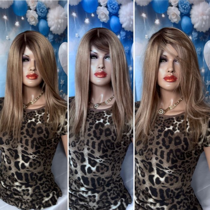 Натуральная большая накладка парик шёлк кожа славянка русый волос 50см