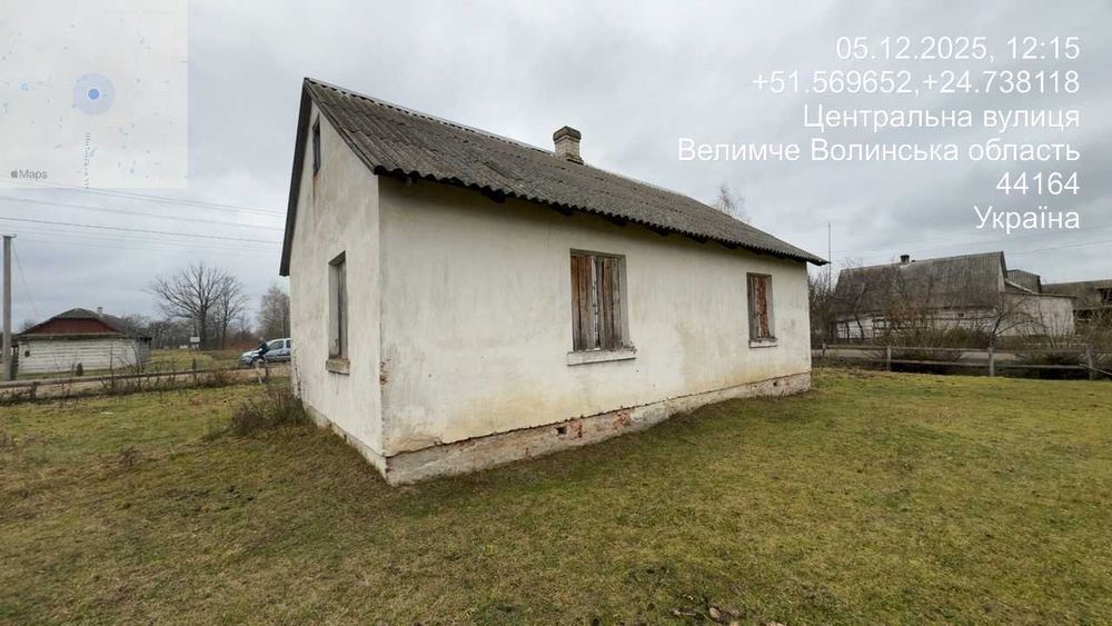 Одноповерхова будівля S= 64,3 м2. 0.1 га, Велимче, вул Центральна 141А