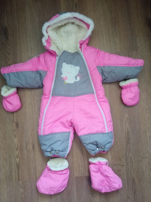 Зимній комбінезон на овчині для дівчинки 74см