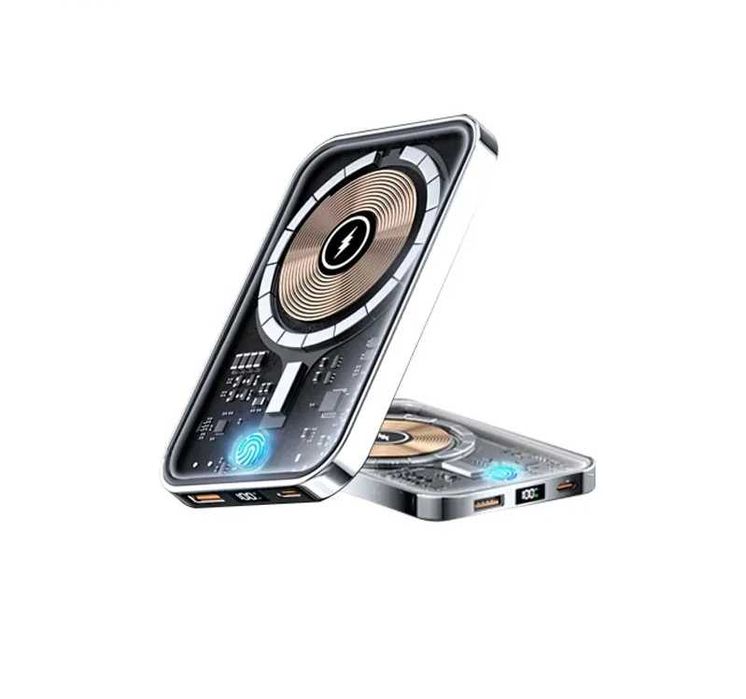 Прозорий Power Bank 10000 mAh з бездротовою зарядкою Qi