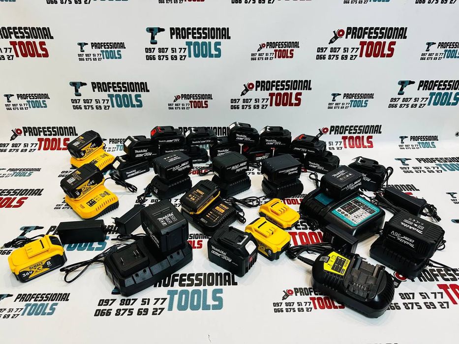 Аккумуляторы и зарядные устройства АКБ Makita  12V-36V 1-9A