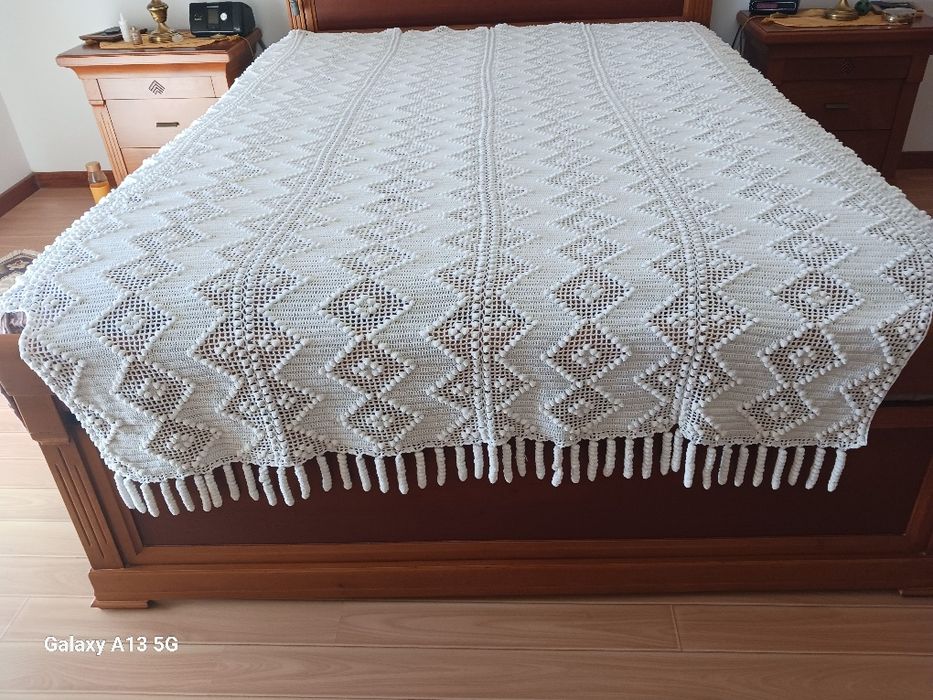 Beige Crochet Bedspread