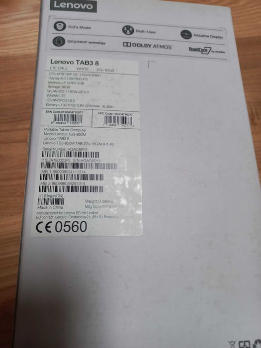 TABLET  lenowo bialy