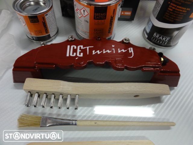 Tinta alta temperatura Foliatec de cor Vermelho Brilhante para bombas / pinças de travão, kit 3 c.