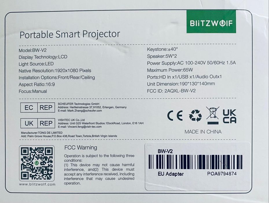 Projetor nunca usado.