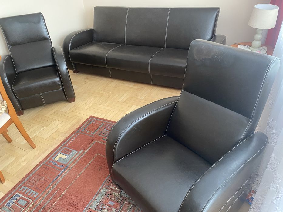 Zestaw wypoczynkowy. Skóra naturalna.