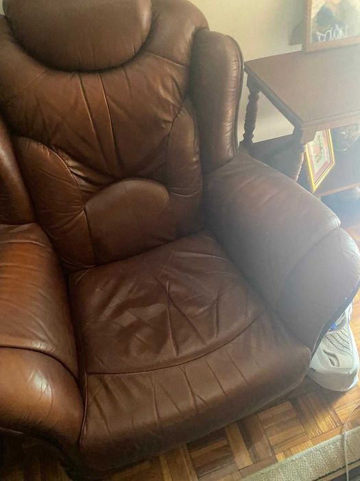 Sofas 3 em pele verdadeira