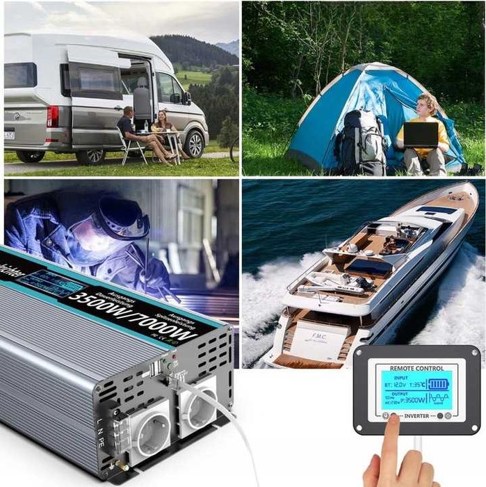 Falownik Sinusoidalny 3500 W FLAMEZUM 12V/230V Przetwornica napięcia