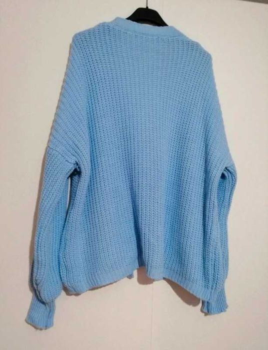 Sweter kardigan niebieski prążek baby blue m l xl