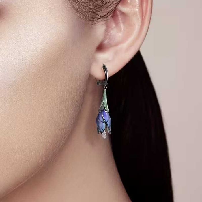 Ювелирные  Серьги-кольца  С  Цветочной  Подвеской