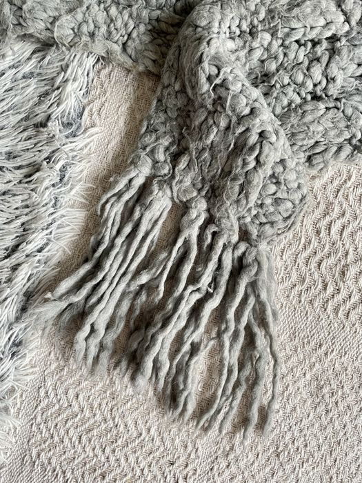 Szary pleciony szalik grey scarf super warm