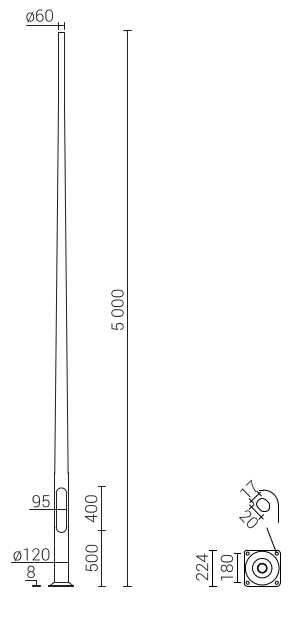 Słup aluminiowy ROSA SAL 5 z elastomerem inox fundament i nakrętki