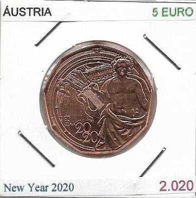 Áustria - - - 5 Euros - 2020 - - - Novo Ano 2020 - - - Moeda