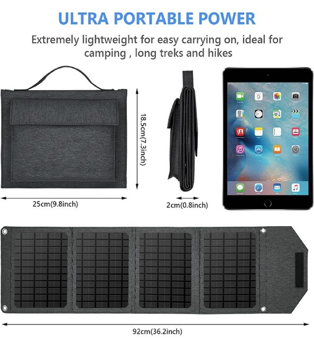 Przenośny składany panel słoneczny 28W 2xUSB torba