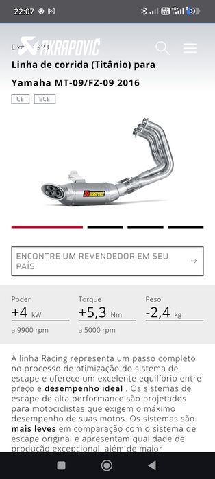 Ackrapovic Titanium Yamaha MT 09 /Tracer /  Xsr