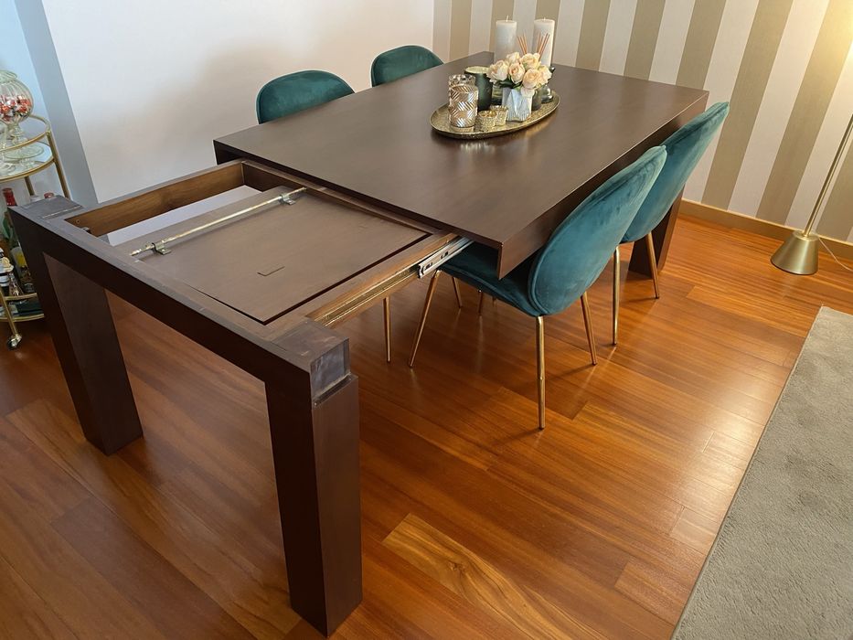 Mesa de madeira maciça extensivel  ee refeição sala64553260689795121
