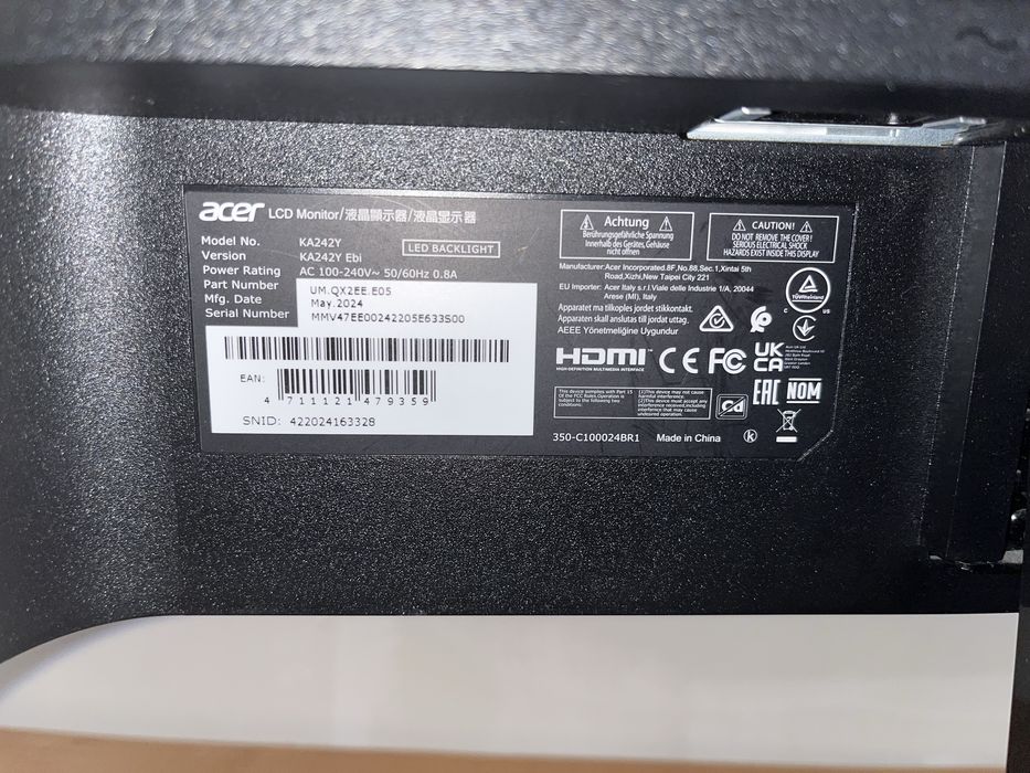 Монітор Acer KA242Y Ebi 23.8” IPS Full HD 75Hz