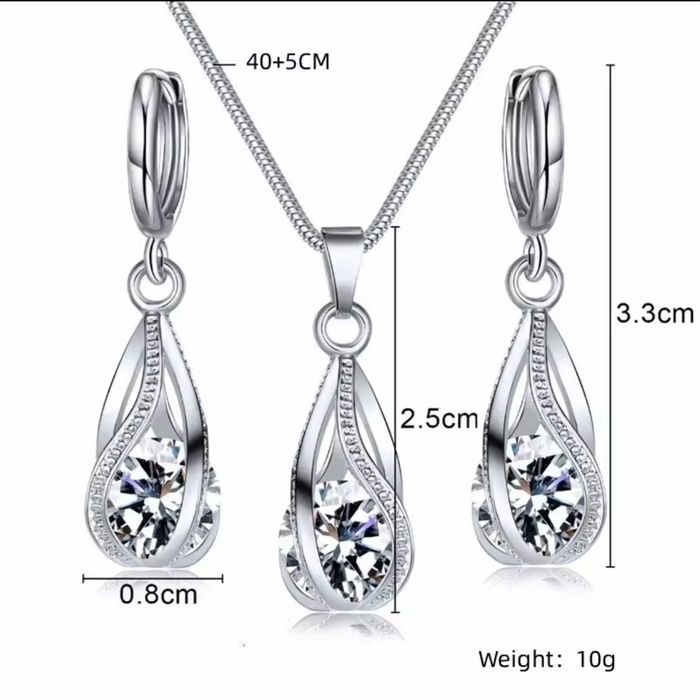 Komplet biżuterii kula czerwona nowy prób 925 wisior kolczyki łańcuch