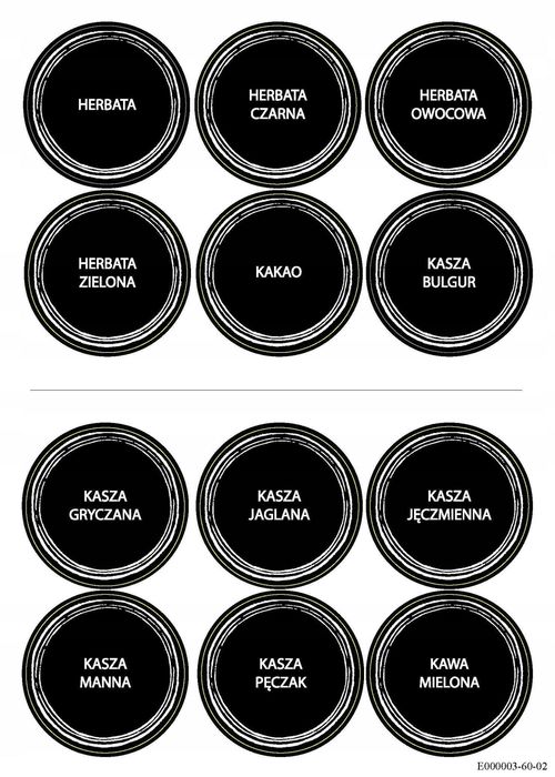 NAKLEJKI kuchenne 72 szt czarne samoprzylepne 60mm
