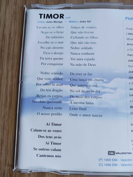 CD dos Trovante ' TIMOR '