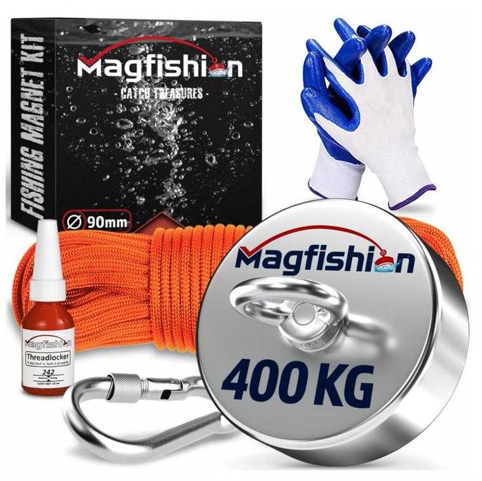 Iman Neodímio N52, 400Kg + Corda 20MT Pesca Magnética