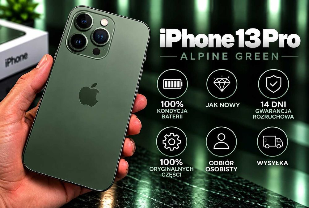 JAK NOWY | iPhone 13 Pro 256 - kondycja baterii: 100% | real foto | + gwarancja | odbiór osobisty | wysyłka