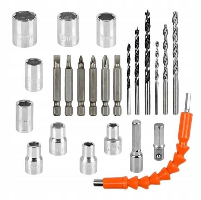 Udarowa Wiertarko-Wkrętarka Akumulatorowa Zestaw Bity Nowa Wkrętarka