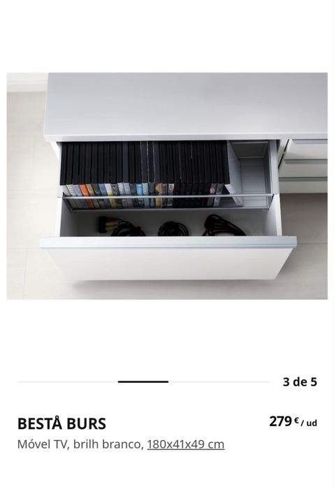 Móvel TV Preto Alto Brilho IKEA BESTÅ BURS 180cm