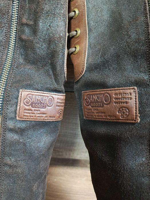 Sancho Boots skórzane kozaki zamszowe brązowe Hand Made 37