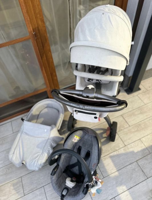 Wozek stokke xplory v6 szary jasny 3w1 gondola spacerowka fotelik