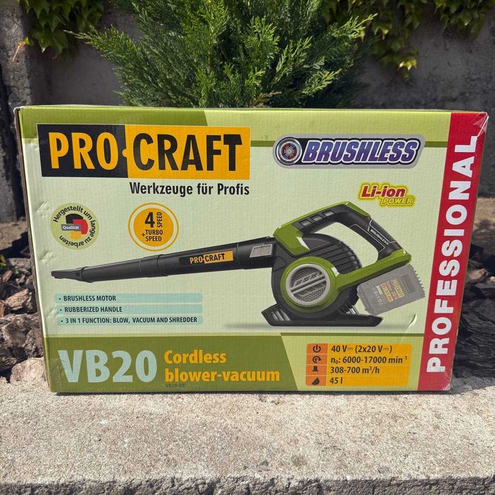 Акумуляторний пилосос / повітродувка Procraft VB20 НОВИЙ (без АКБ і ЗП)