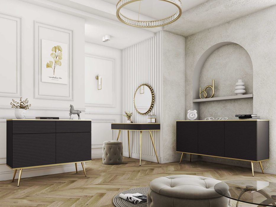 Ryflowana toaletka  kolor Beż /biały /czarny wysyłka 24 h ZŁOTE NOGI