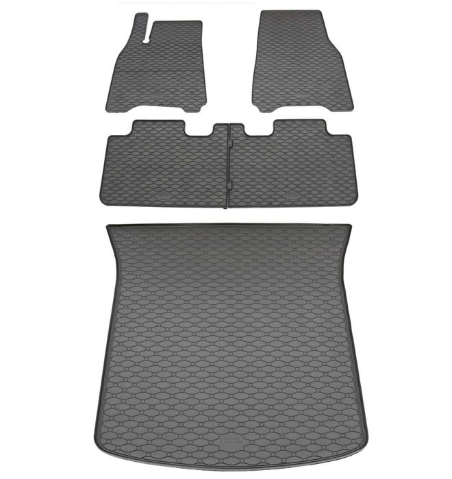 Tesla Model Y Коврики в салон + килимок у багажник | Резинові Чехія