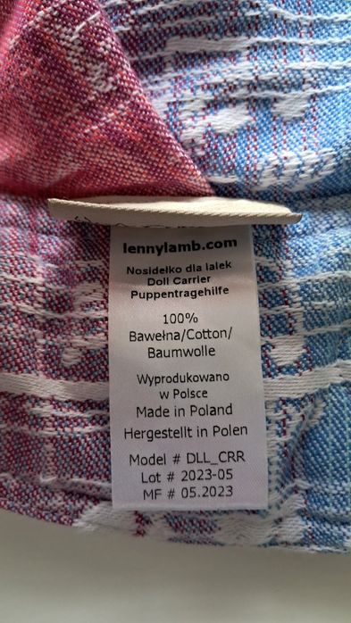 Nosidło nosidełko dla lalek Lennylamb jak nowe 2 sztuki