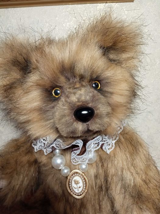 Шарнирный Мишка ручной работы, 38 см, Медведь кукла лялька, не Charlie Bears с желтыми глазами