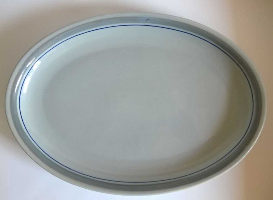 Duży półmisek owalny 33 cm szaroniebieski patera porcelit Pruszków