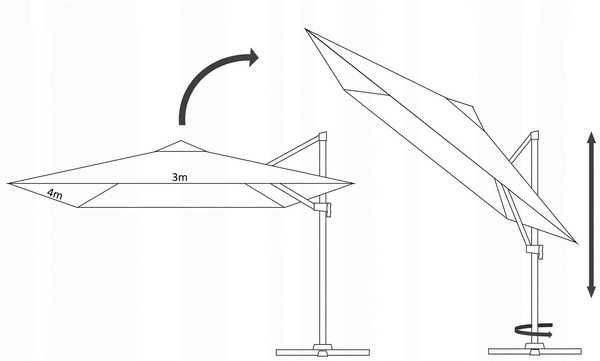 Parasol ogrodowy "ROMA" 3x3m szary z pokrowcem GardenLine
