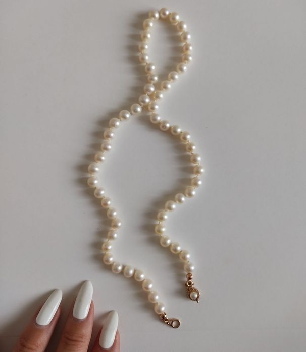 Ожерелье с жемчуга, золотая застёжка, 585 проба, 49 см