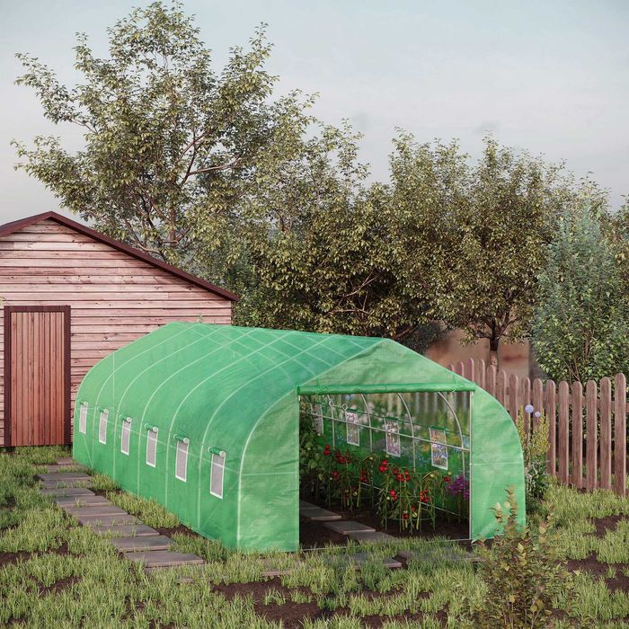 Túnel agrícola 800x300x200 cm com porta enrolável e 12 janelas