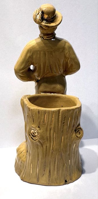 Rara antiga fosforeira figurativa em cerâmica alemã  “yellowware” de Anton Tschinkel