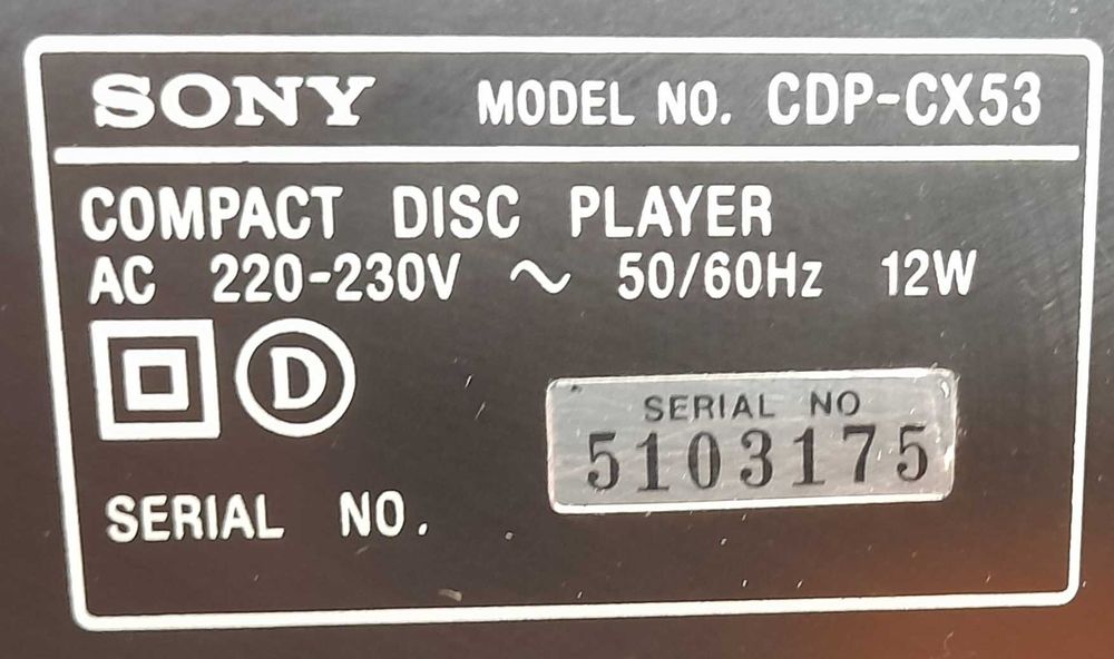 Compact Disc Player Sony mod. CDP-CX53 Max Storage 50+1 CD